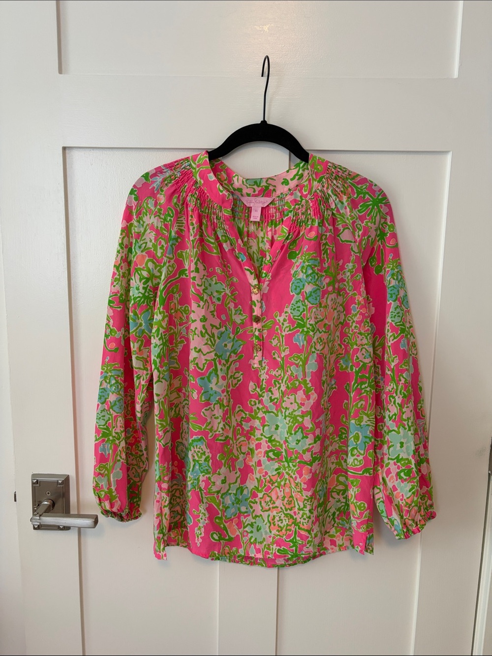 Lilly Pulitzer 100% Silk Elsa Long Sleeve Top